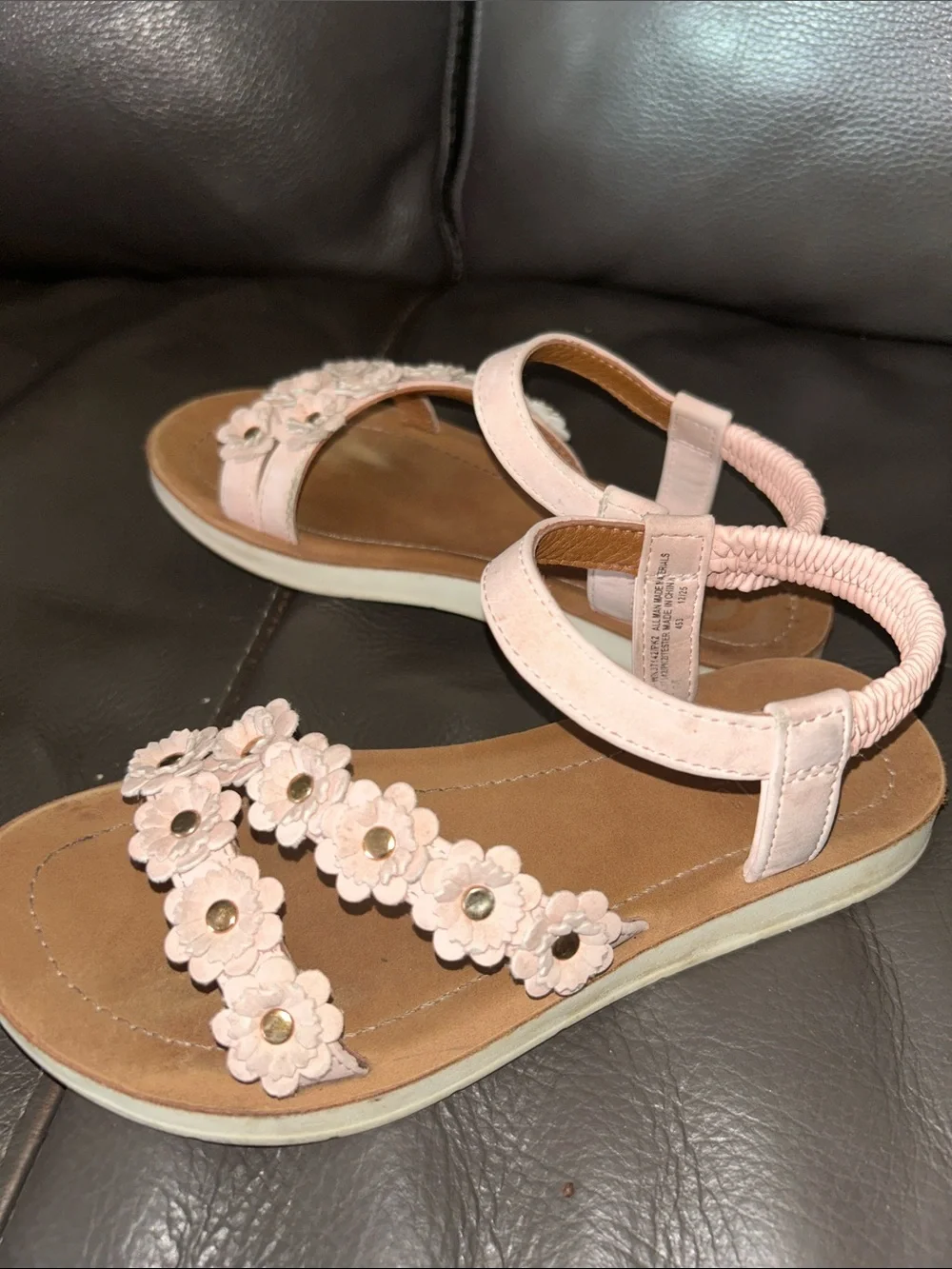 Girls' Pink Floral Strap Sandals